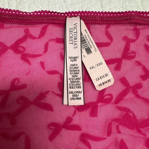 NWT (XXL) Victoria’s Secret HipHugger Panty - Mesh Bow Pattern - Hot Pink - Picture 3 of 4